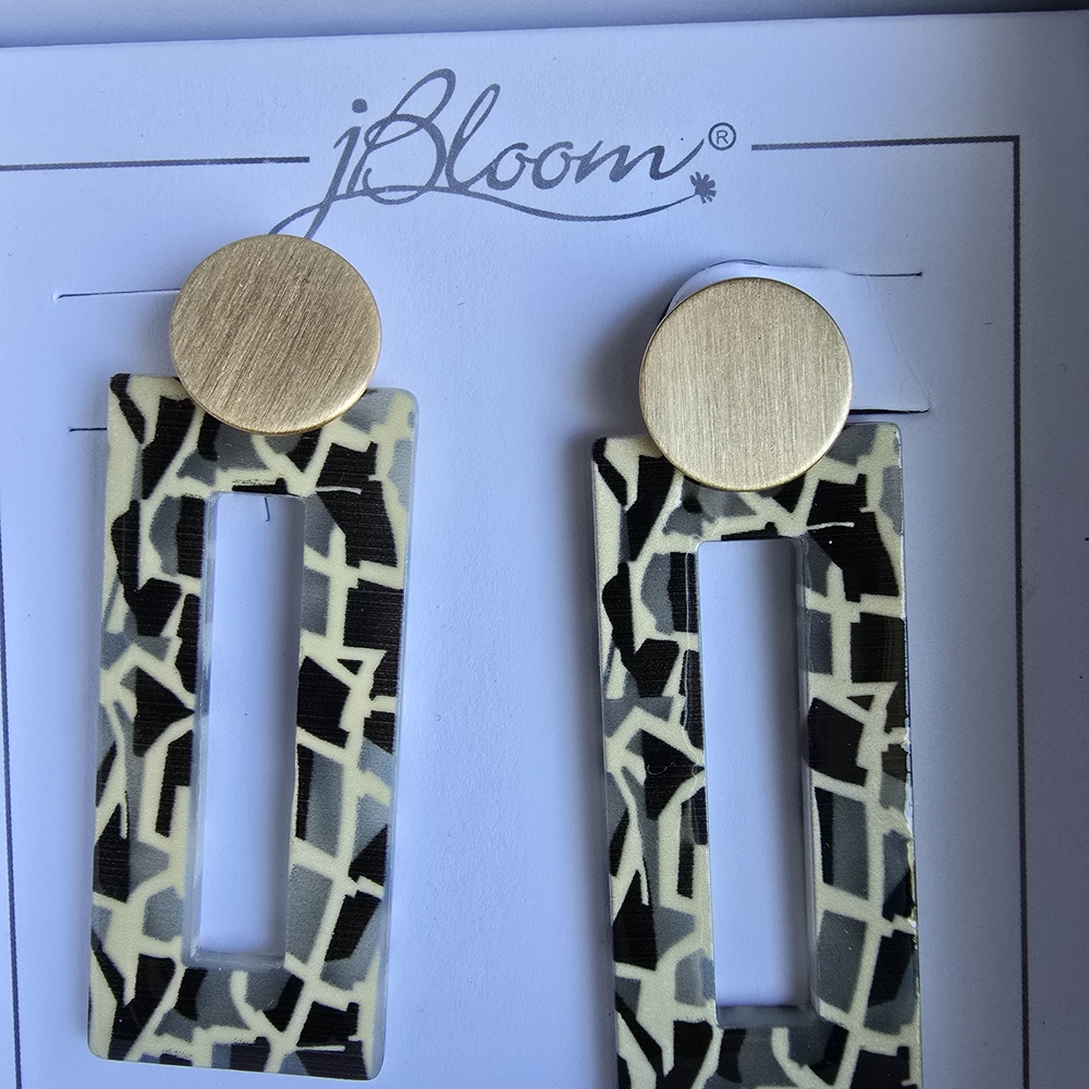 bloom Gold and Black Geometric Earrings